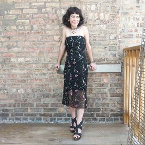 Nicole Miller black flower embellished dress P